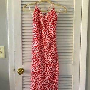 Lulus red cheetah midi dress (S)